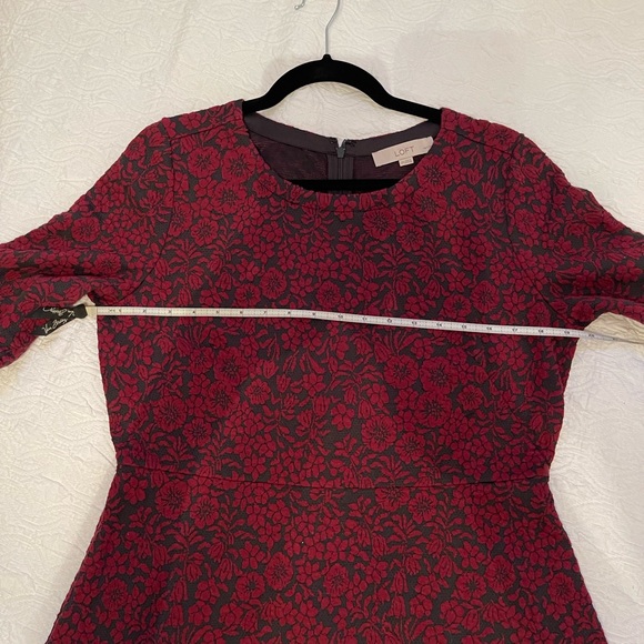Ann Taylor Loft red & black midi dress 12 Petite - Picture 9 of 9